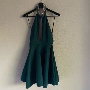 Emerald Green BeBe Deep Plunge Dress